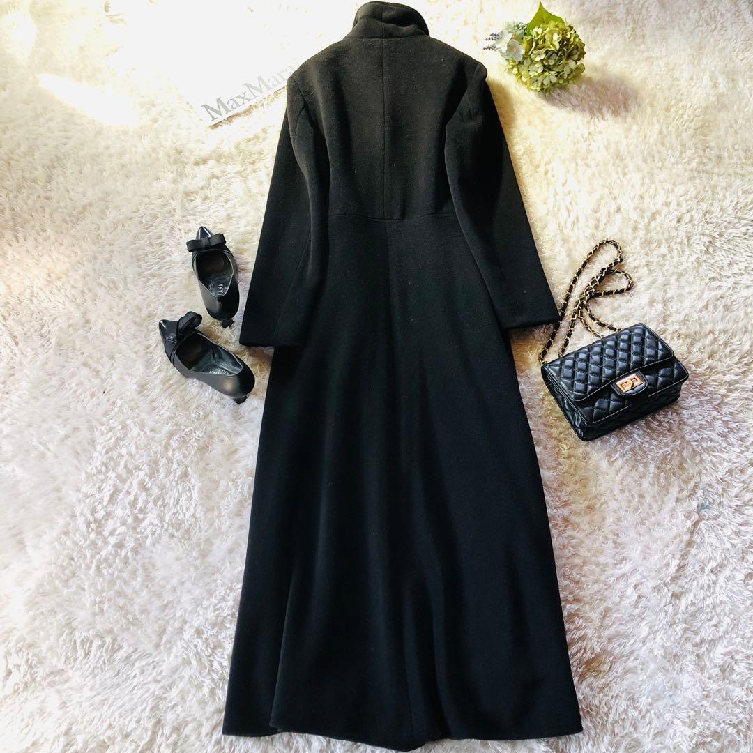 希少42✨美品 マックスマーラ 超マキシコート カシミヤ 女優襟 ブラック