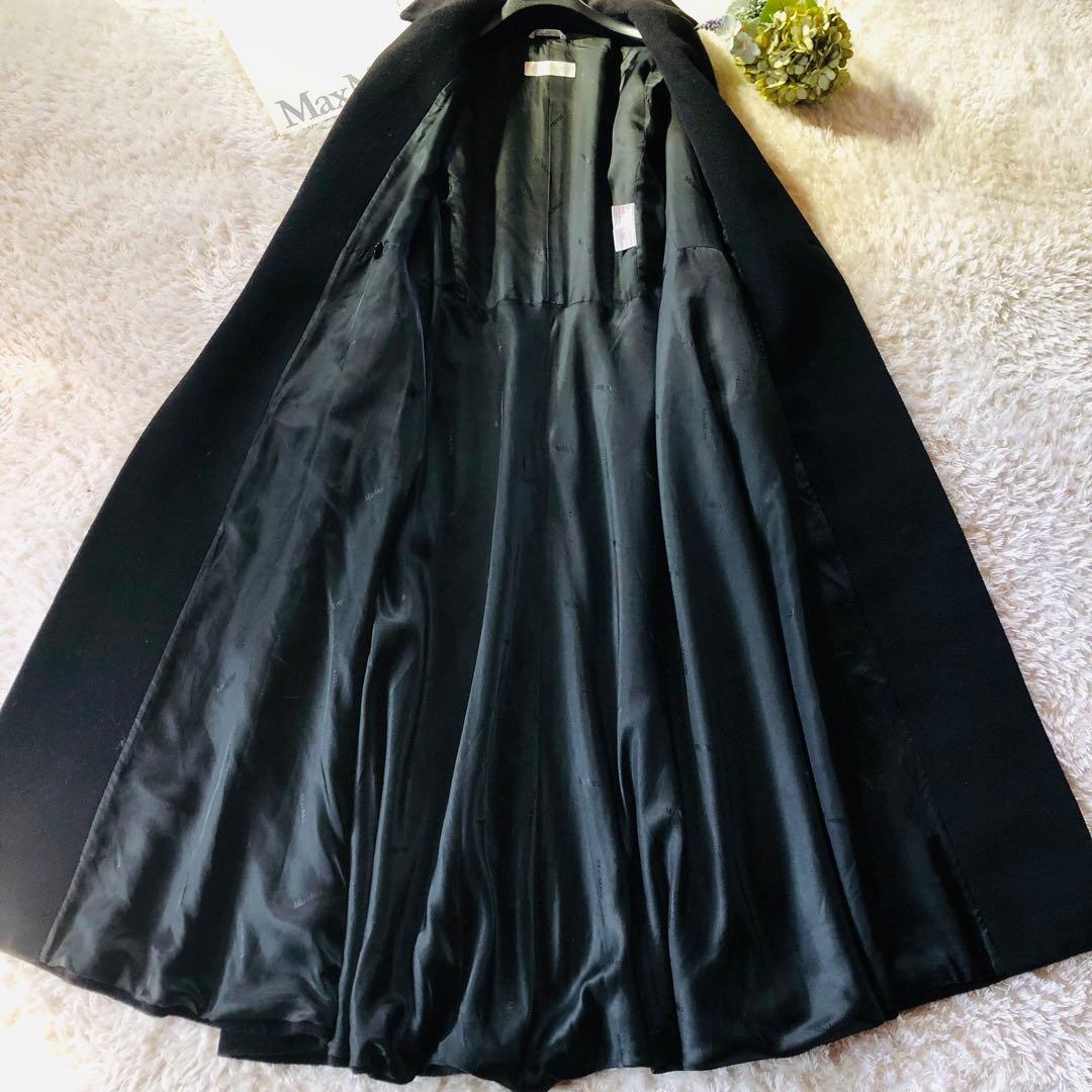 希少42✨美品 マックスマーラ 超マキシコート カシミヤ 女優襟 ブラック