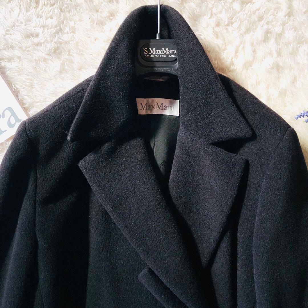 希少42✨美品 マックスマーラ 超マキシコート カシミヤ 女優襟 ブラック