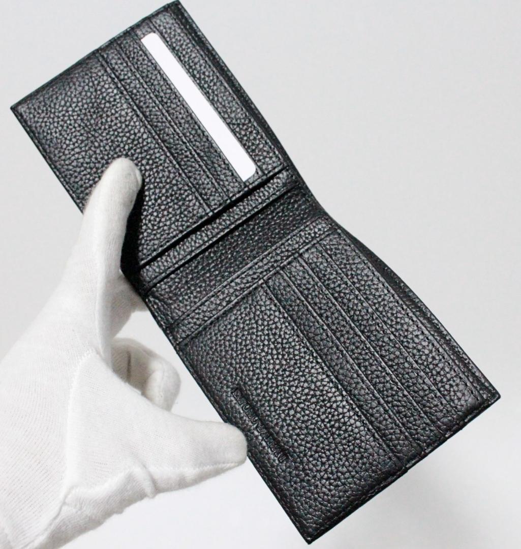 未使用 箱付 エンポリオアルマーニ イーグルエンボスロゴ 二つ折り財布 黒