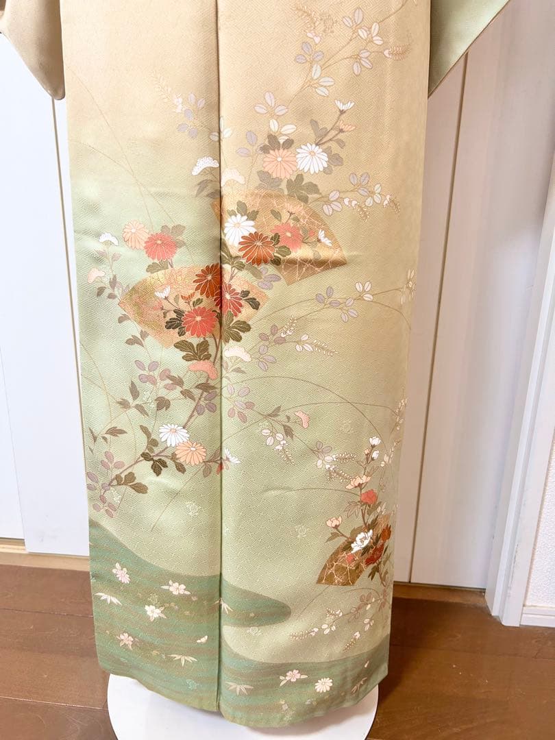 yan　裄丈長め　鈴乃屋誂製　ガード加工済み　正絹訪問着　フルセット4点