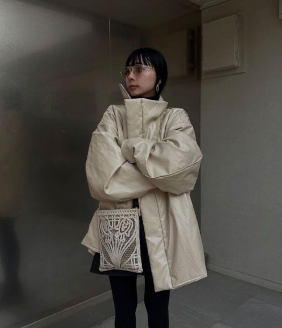 ジャケット・アウター ameri PASTING LIKE FAKE LEATHERJACKET