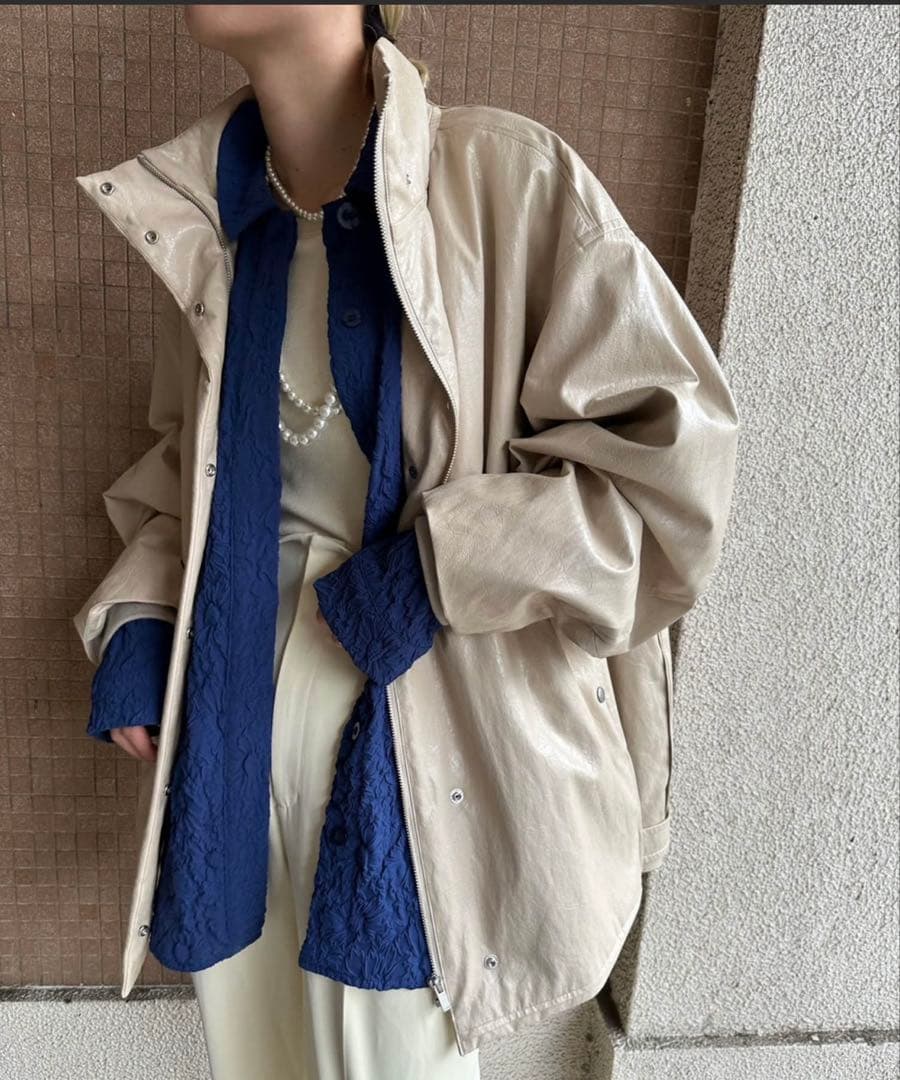 ジャケット・アウター ameri PASTING LIKE FAKE LEATHERJACKET