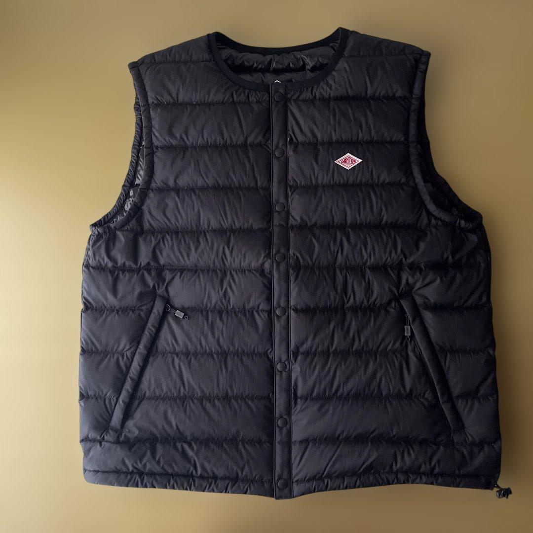 【DANTON / ダントン】インナーダウン クルーネック ベスト ブラック　M