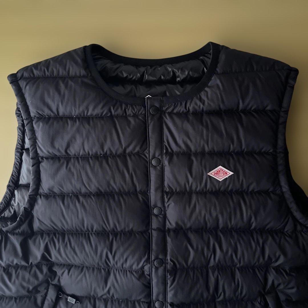 【DANTON / ダントン】インナーダウン クルーネック ベスト ブラック　M