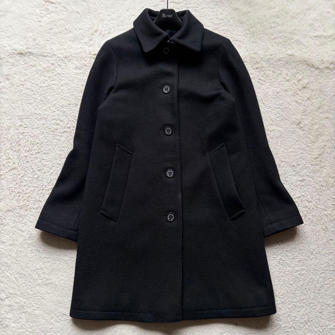 【美品】マッキントッシュ メルトンコート ロングコート ウール100% 黒 34