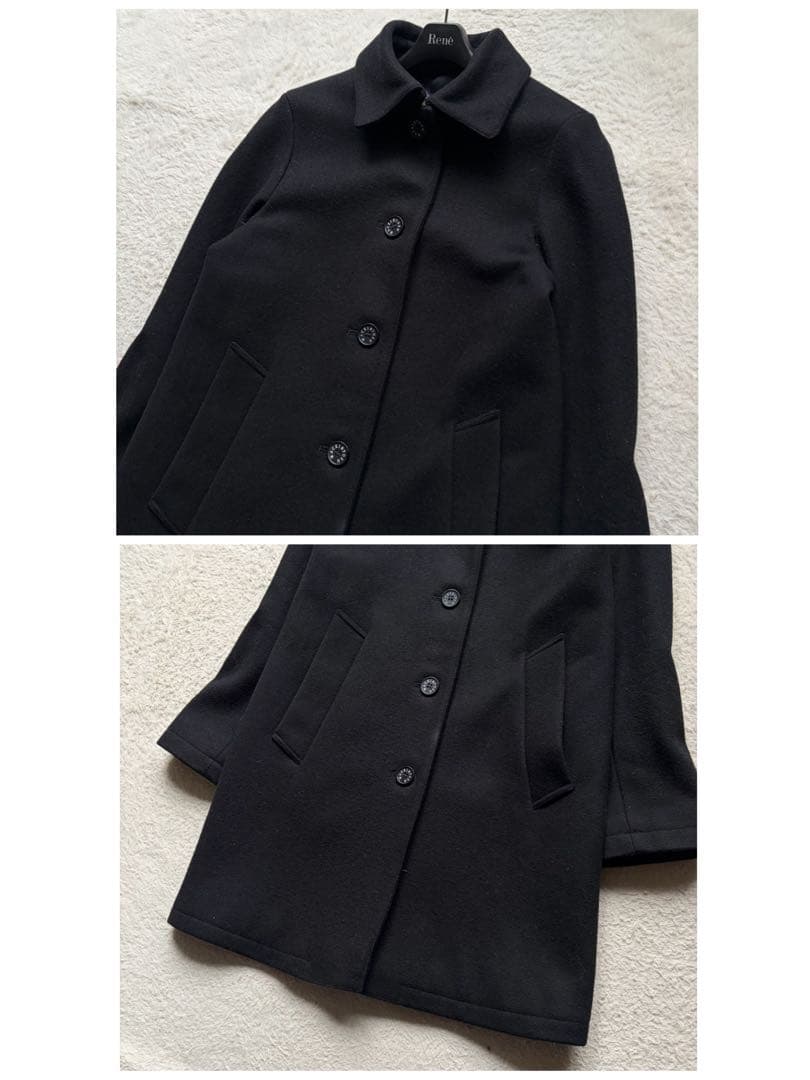 【美品】マッキントッシュ メルトンコート ロングコート ウール100% 黒 34