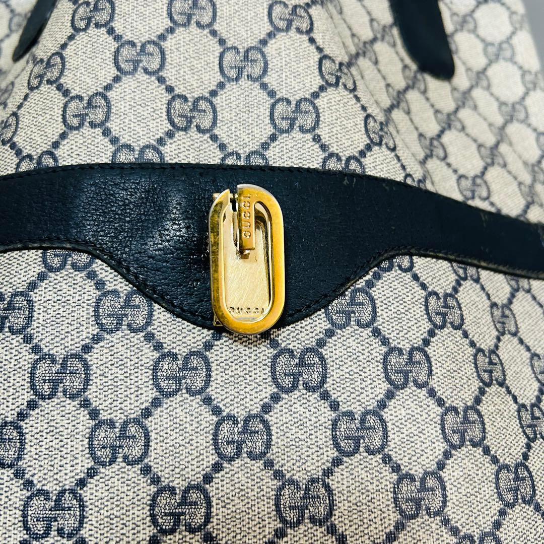GUCCI グッチ シェリーライン GG柄 PVC トートバッグ ネイビー
