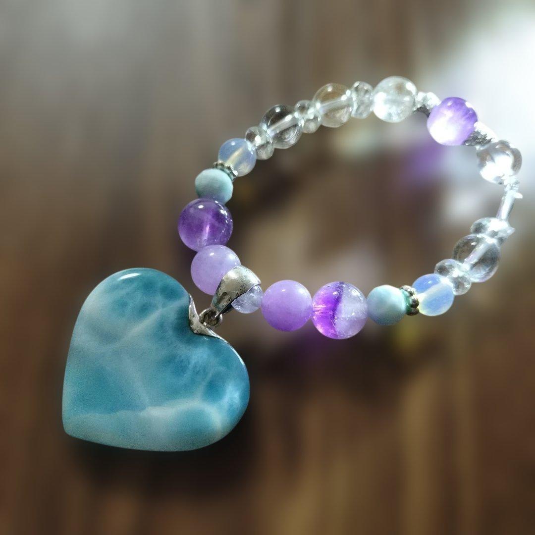 ラリマー　ハート型　ブレスレット