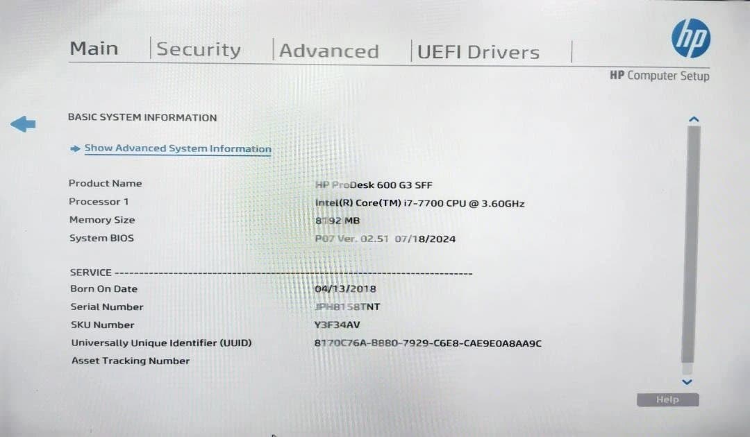 HP ProDesk 600 G3／i7-7700／8GB／SSD