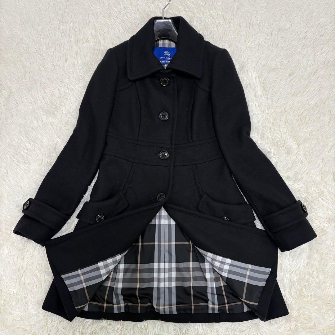 バーバリー ブルーレーベル ノバチェック アンゴラ コート Mサイズ