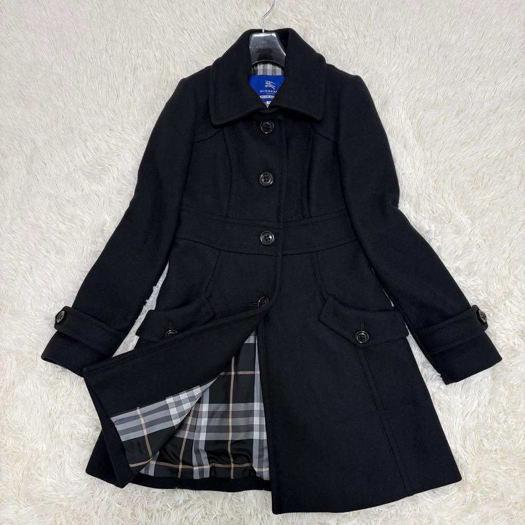 バーバリー ブルーレーベル ノバチェック アンゴラ コート Mサイズ