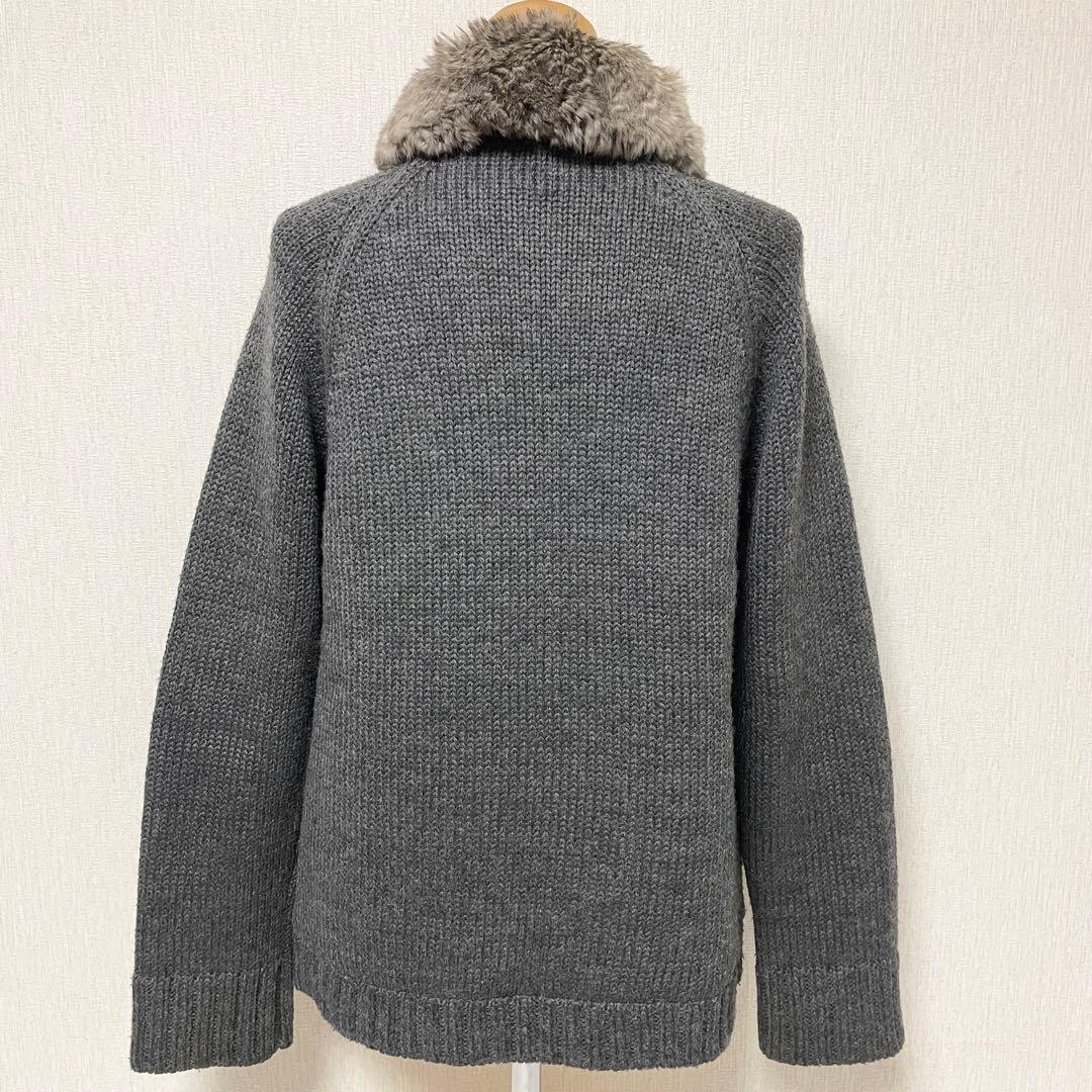 BURBERRY ノバチェック キルティング ファー ニット ブルゾン グレー