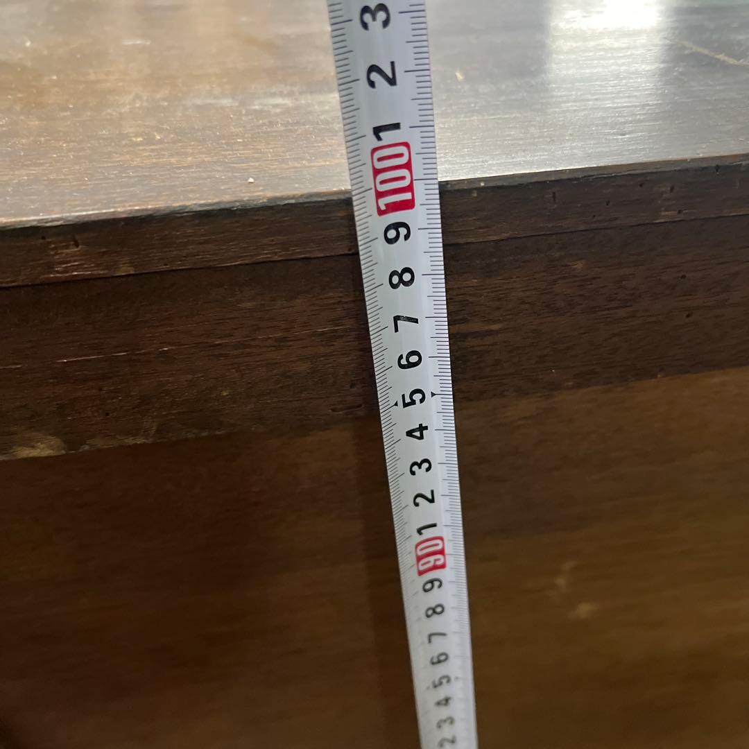 アンテーク様 木製キャビネット ガラス扉付き 引き出し2つ