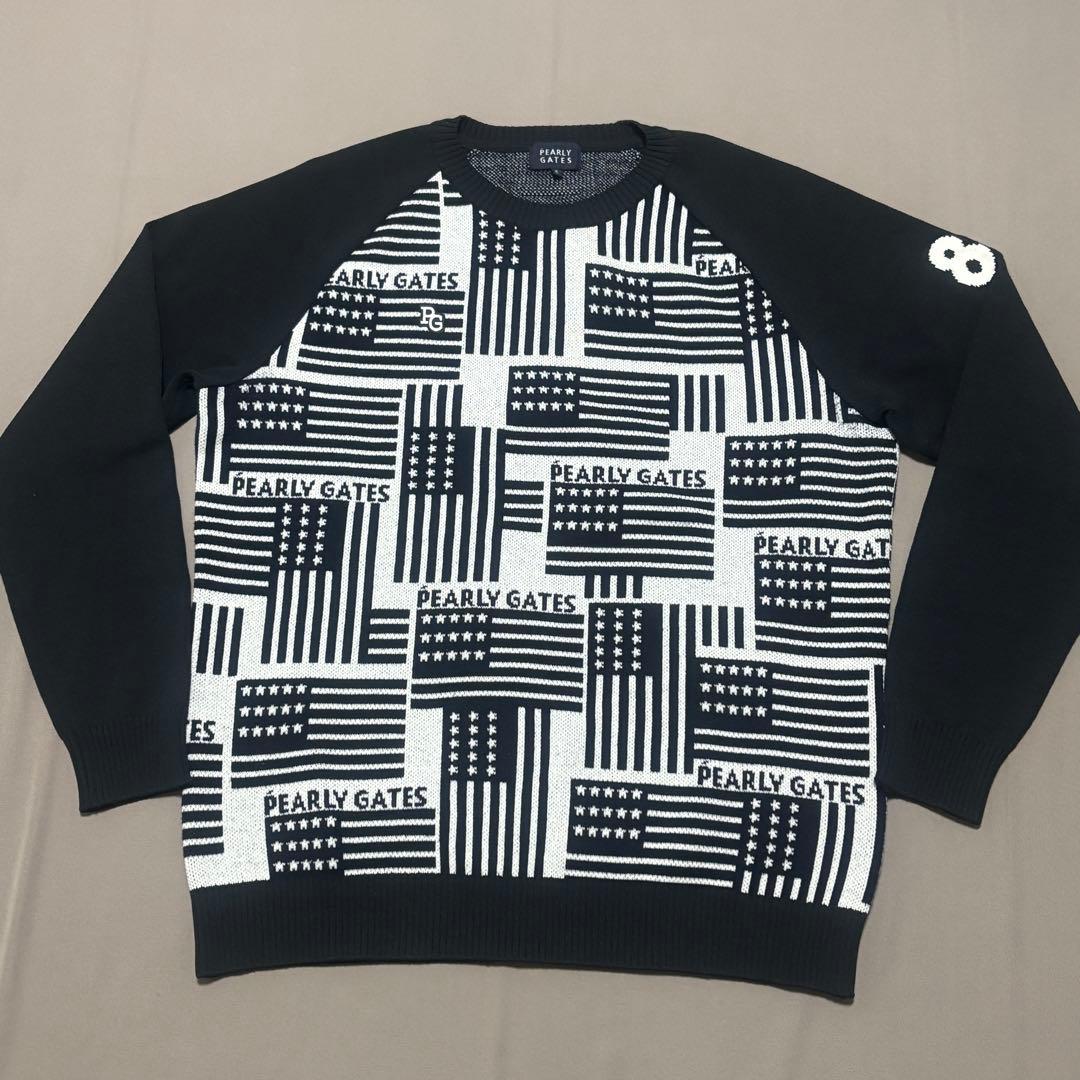 パーリーゲイツPEARLY GATES 星条旗柄総柄ニットセーター 6