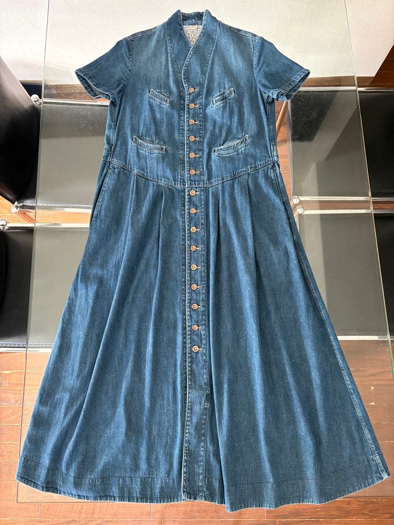 本日最終　45R 45プチデニムの袖付きベストドレス インディゴ　45rpm