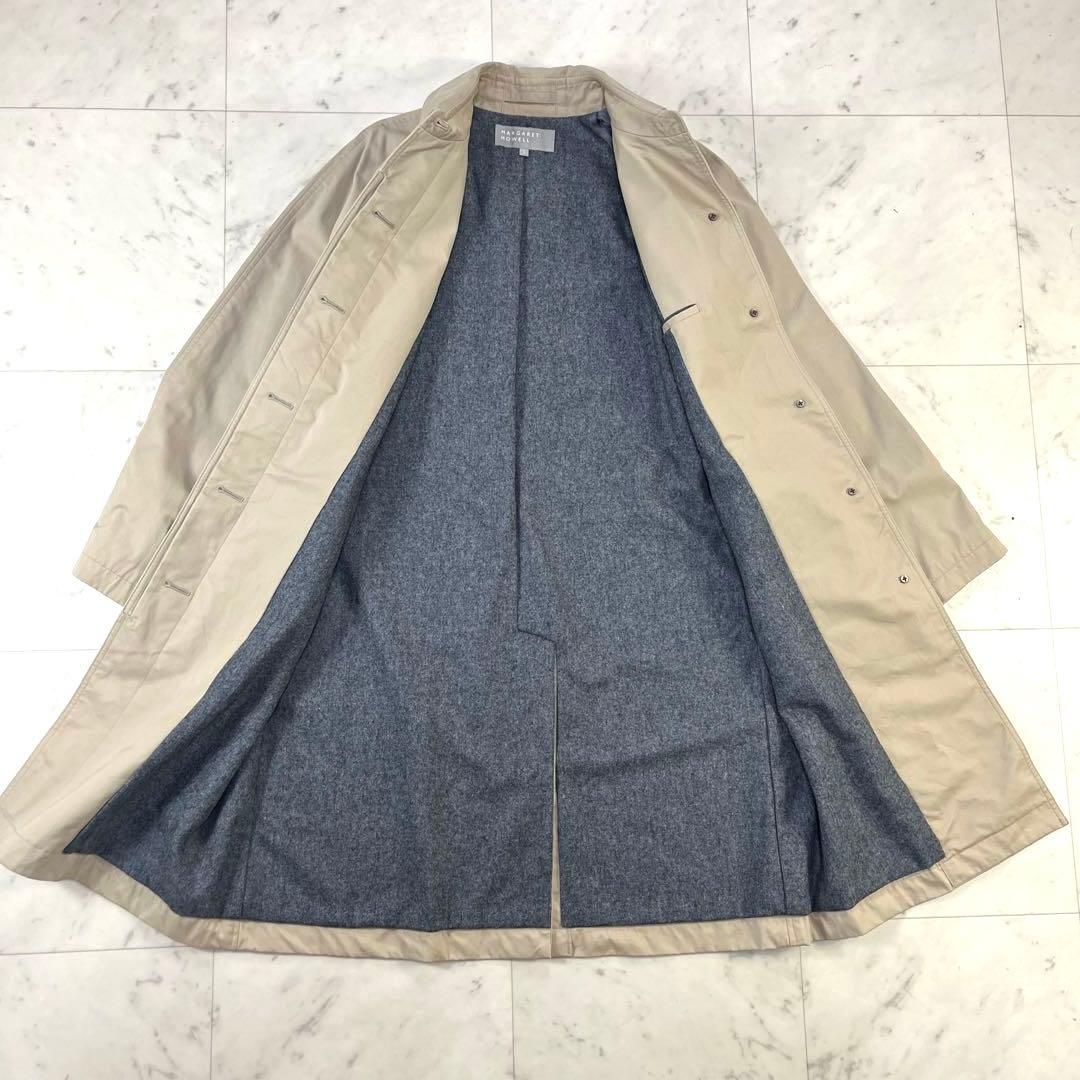 マーガレットハウエル ステンカラーロングコート サイズ1 ウール裏地 ベージュ