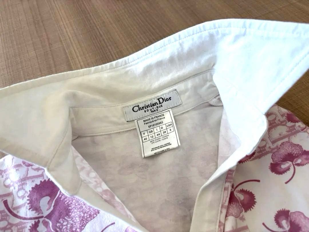 美品 クリスチャンディオール ガリアーノ期 花柄 トロッター ポロシャツ ピンク