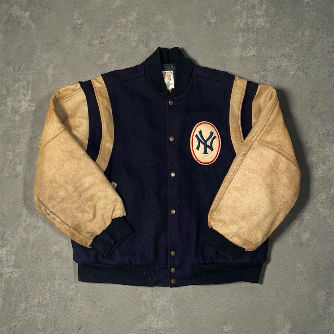 80s USA製 Cooperstown 袖レザー ヤンキース スタジャ