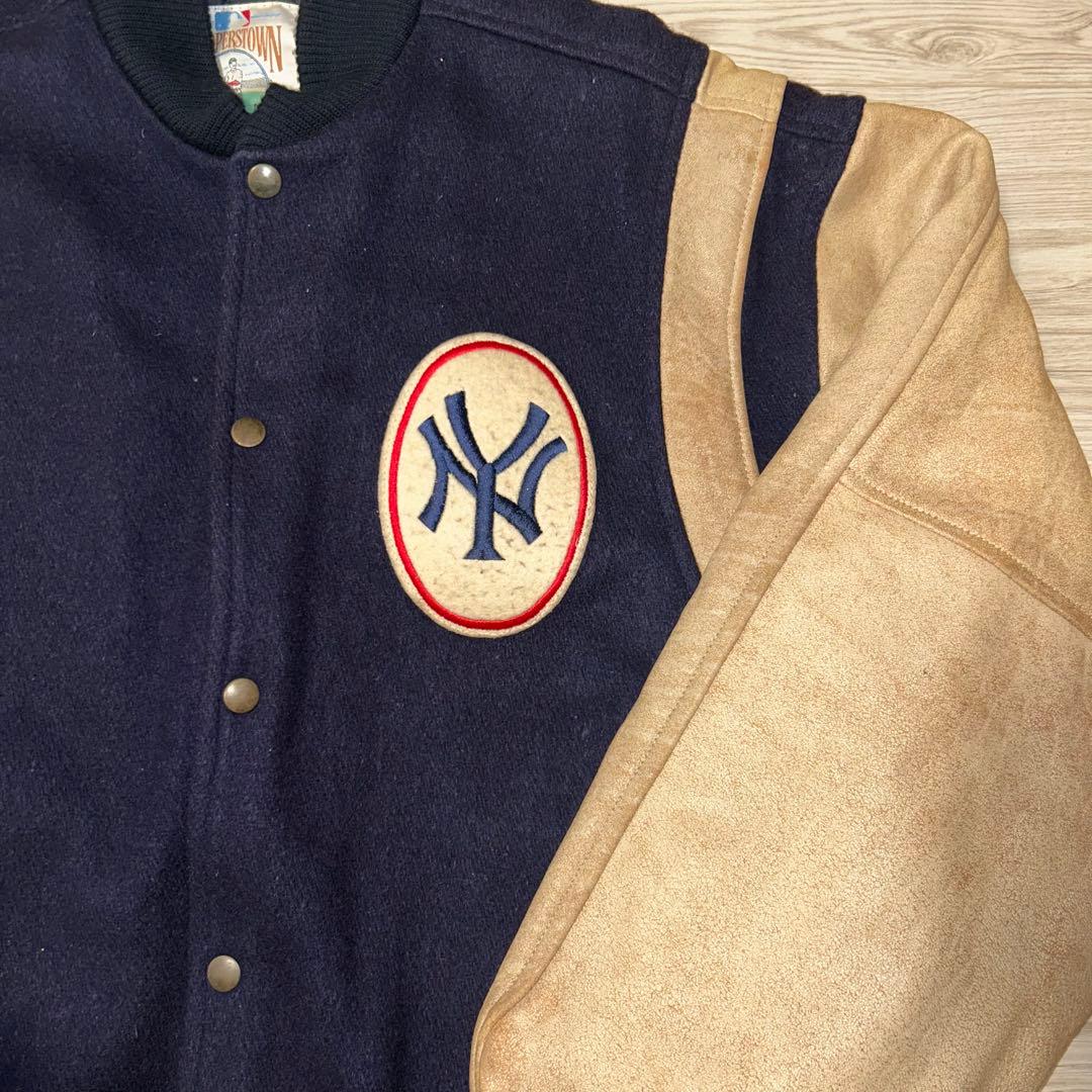 80s USA製 Cooperstown 袖レザー ヤンキース スタジャ
