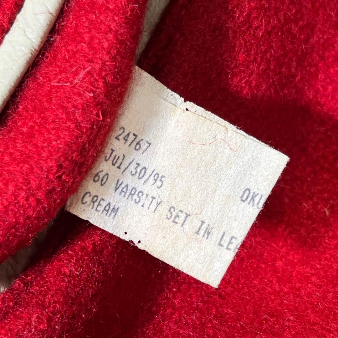 90s USA製 GOLDEN BEAR スタジャン　袖レザー　赤　M　刺繍