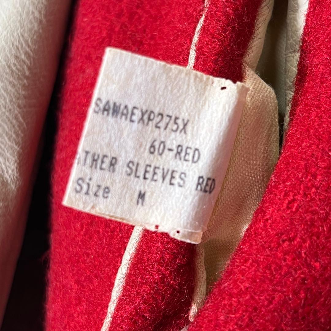 90s USA製 GOLDEN BEAR スタジャン　袖レザー　赤　M　刺繍