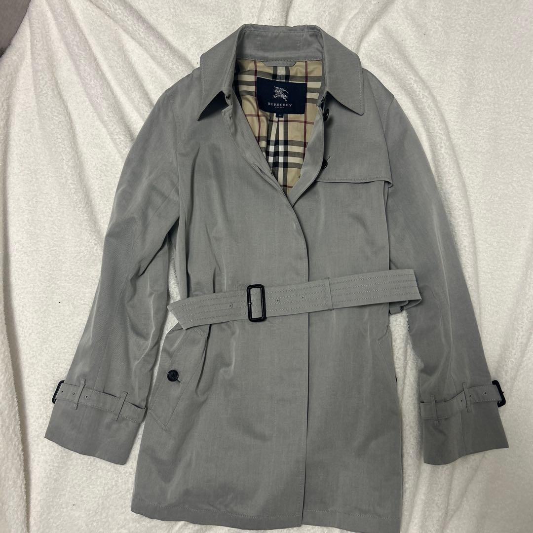 大きいサイズ　バーバリーロンドン　トレンチコート　ノバチェック　グレーサイズ44