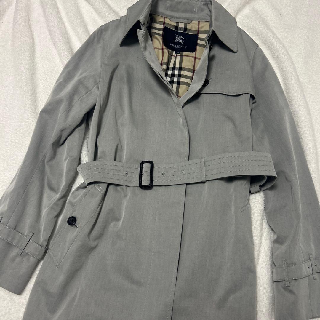 大きいサイズ　バーバリーロンドン　トレンチコート　ノバチェック　グレーサイズ44
