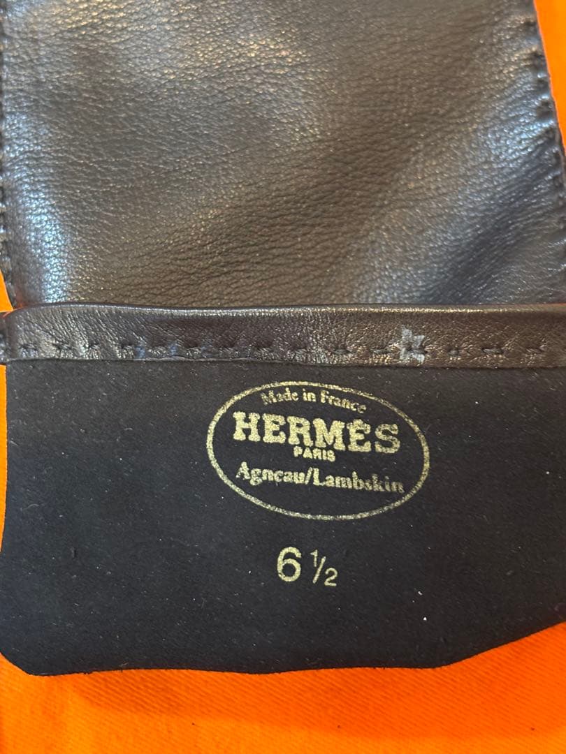 未使用美品エルメスラムスキンレザー ロンググローブ ブラック