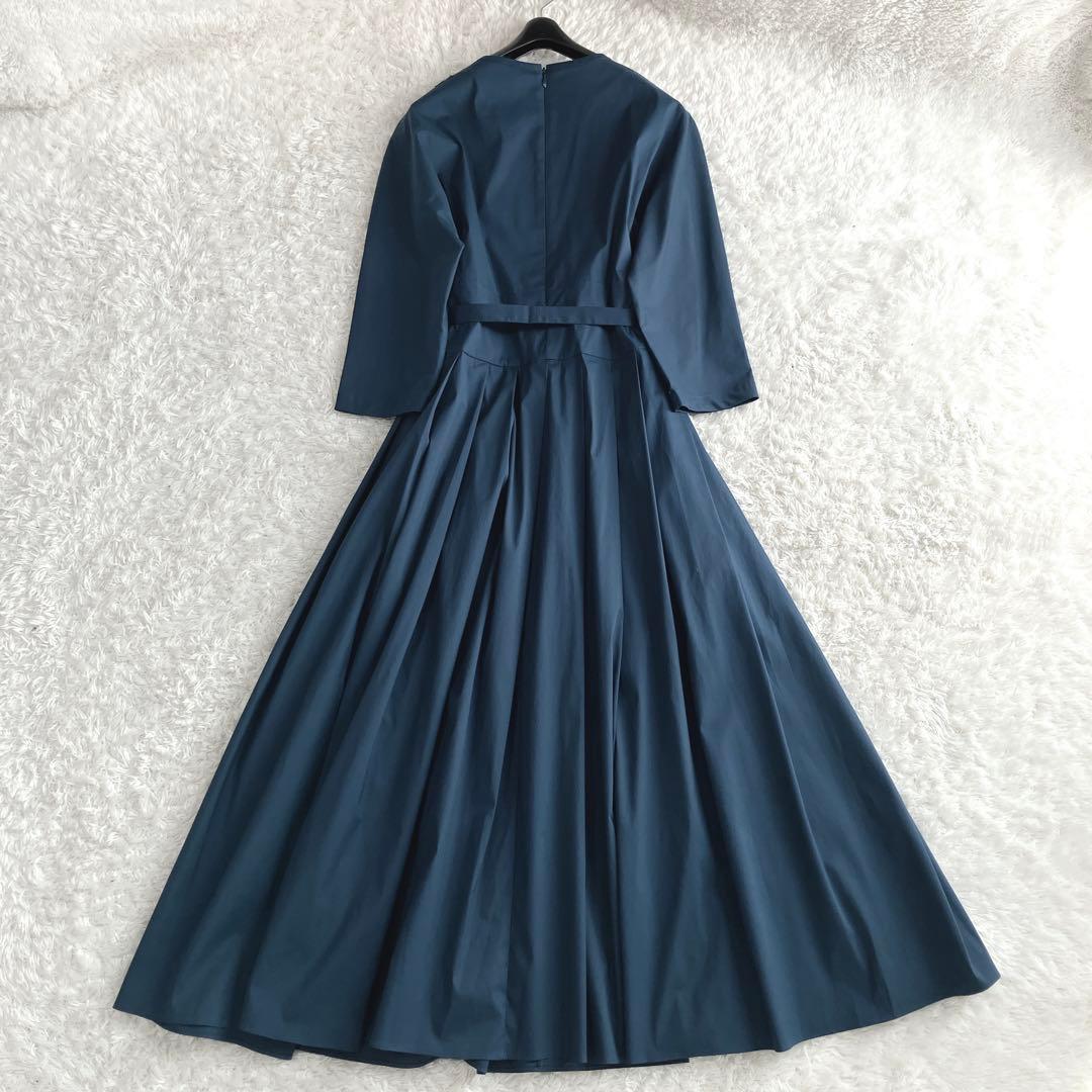 美品✨着丈118㎝ エスマックスマーラ ワンピース リボン ロング マキシ 紺