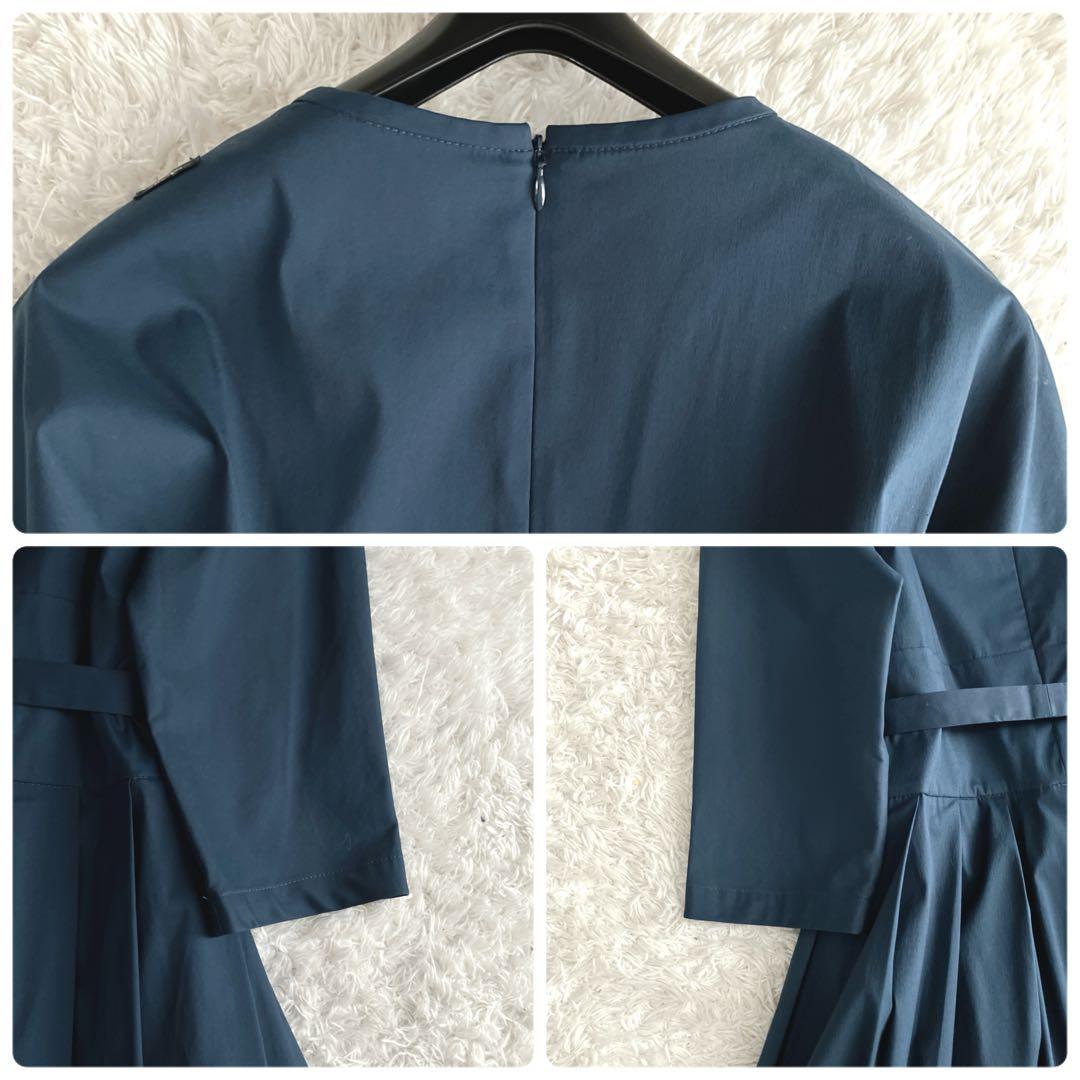 美品✨着丈118㎝ エスマックスマーラ ワンピース リボン ロング マキシ 紺