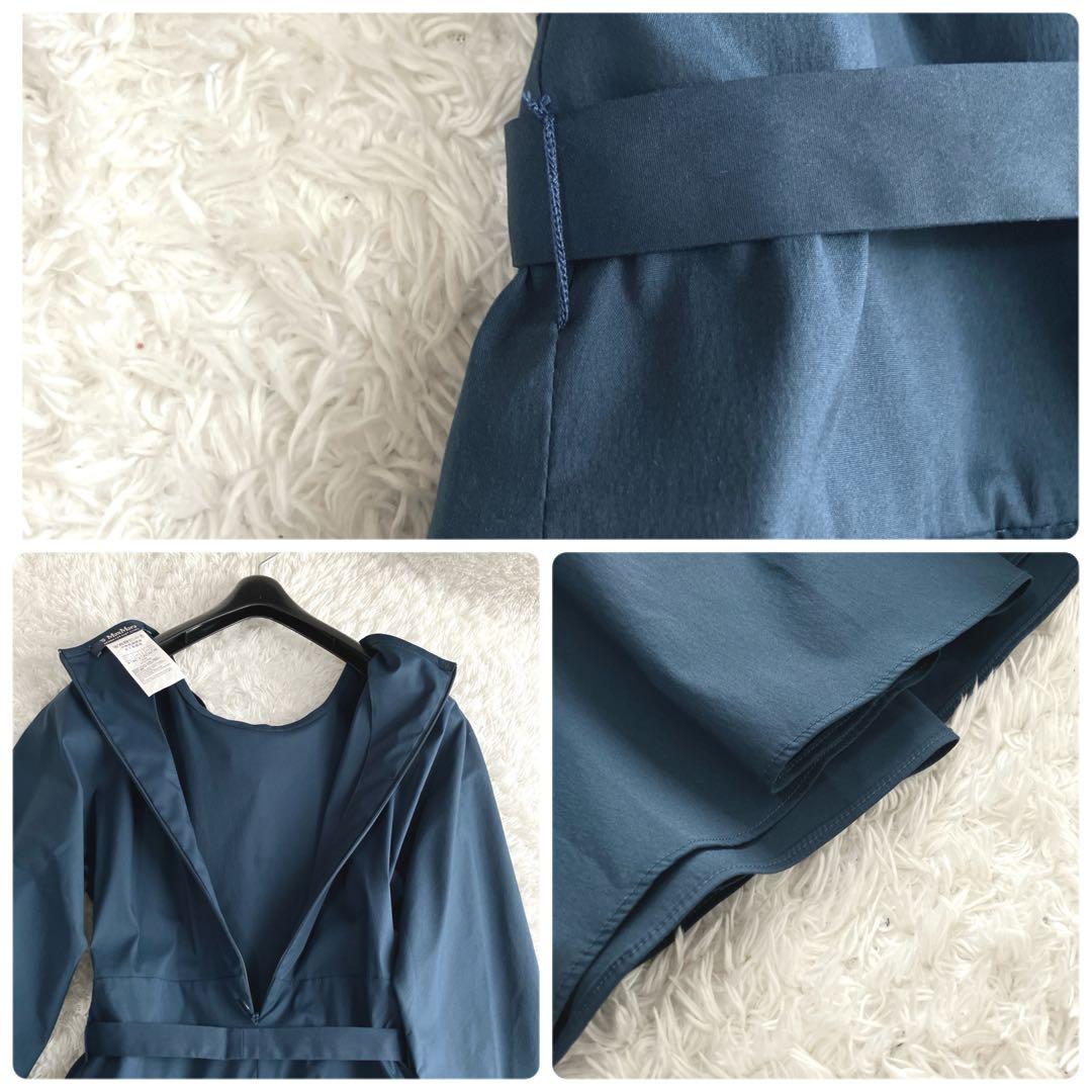 美品✨着丈118㎝ エスマックスマーラ ワンピース リボン ロング マキシ 紺