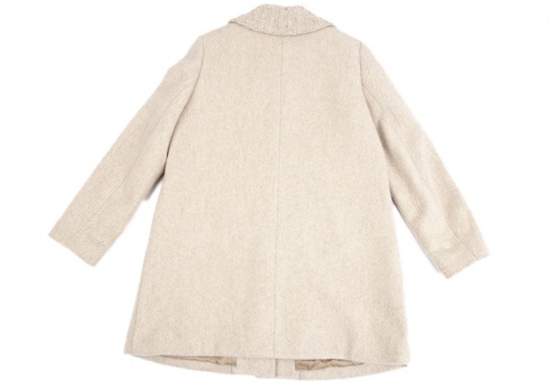 極美品 マドモアゼルノンノン ニット襟 ウールコートベージュ系 日本製 ゆったり
