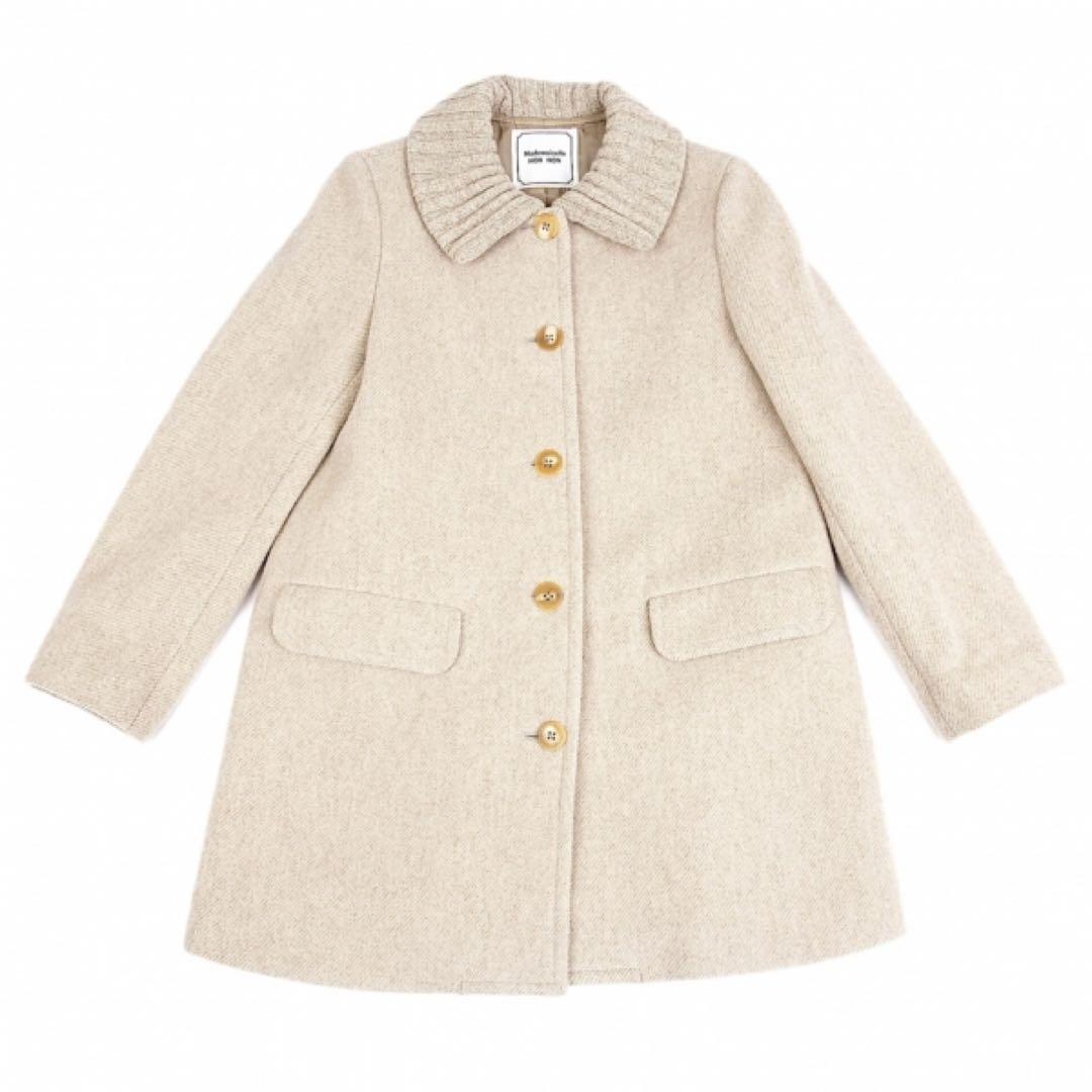 極美品 マドモアゼルノンノン ニット襟 ウールコートベージュ系 日本製 ゆったり