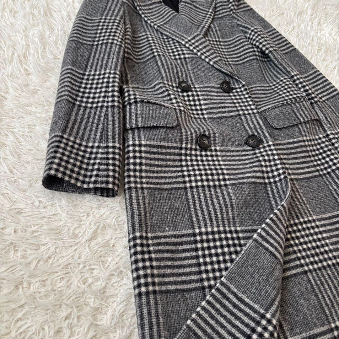 美品✨ セオリー チェスターコート ウール グレンチェック 黒 ブラック P