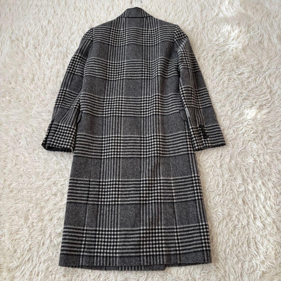 美品✨ セオリー チェスターコート ウール グレンチェック 黒 ブラック P