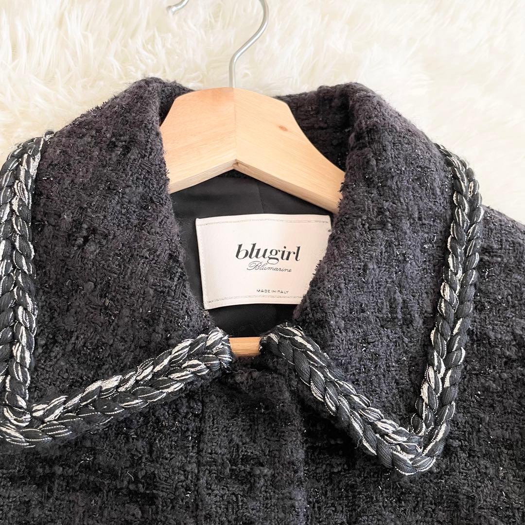 【美品】BLUGIRL ブルーガール ウールコート　ツイード　ラメ　Aライン