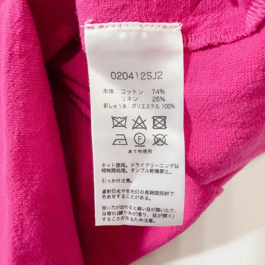 新品タグ付ꕥサラマリカ コットンリネンパッチドレス 共布リボン 刺繍 ゆったり