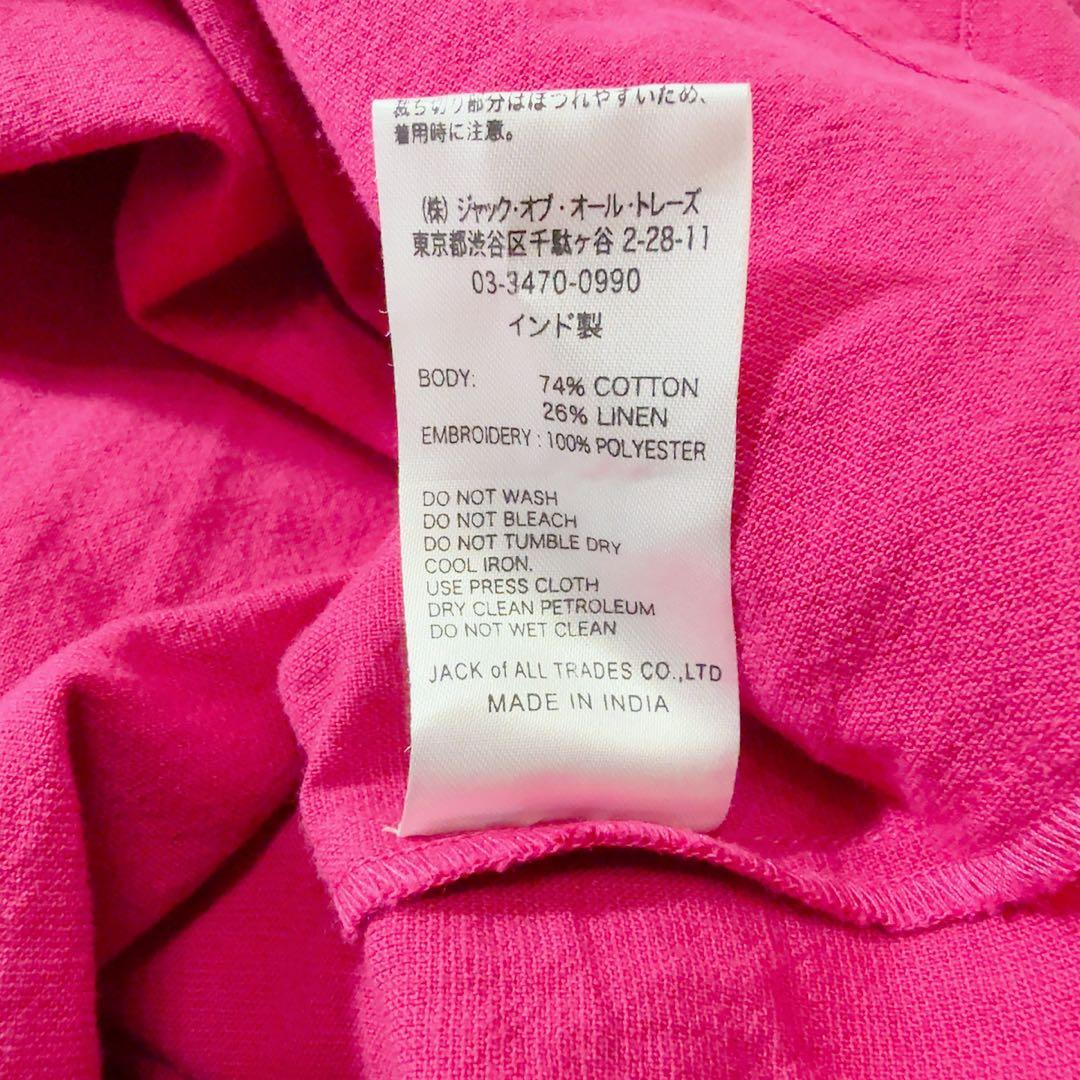 新品タグ付ꕥサラマリカ コットンリネンパッチドレス 共布リボン 刺繍 ゆったり