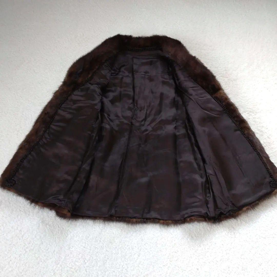 ☆美品タグ付☆ミンク 毛皮コート ファー ショールカラー ハーフ丈 L ブラウン
