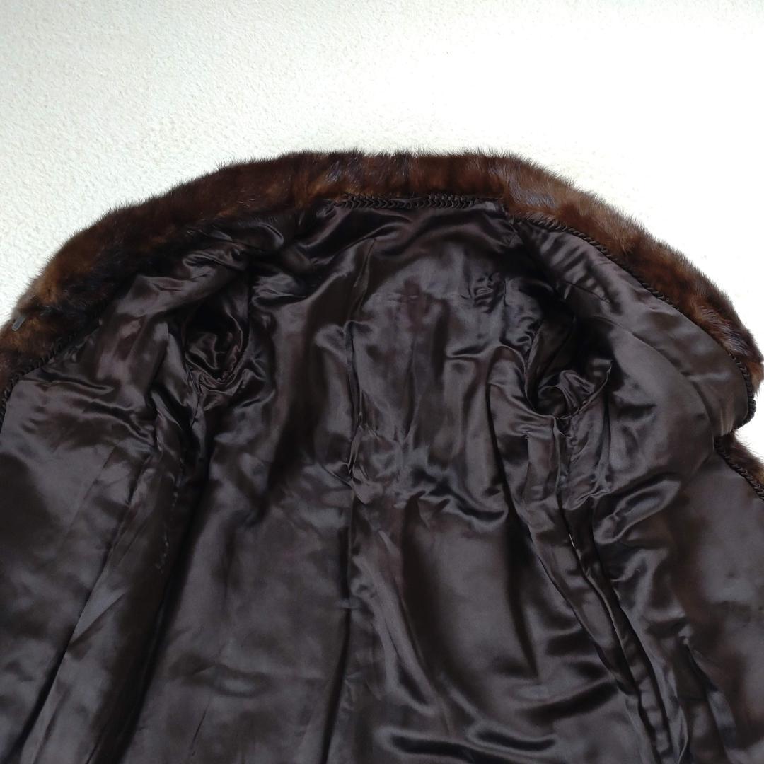 ☆美品タグ付☆ミンク 毛皮コート ファー ショールカラー ハーフ丈 L ブラウン