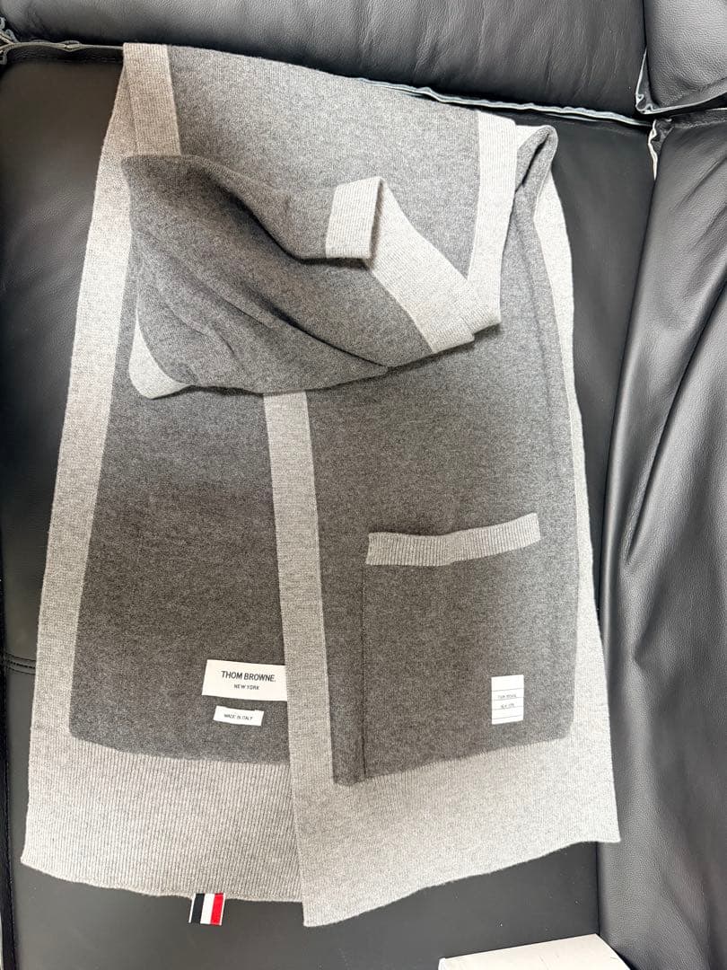 THOM BROWNE リバーシブルマフラー グレー