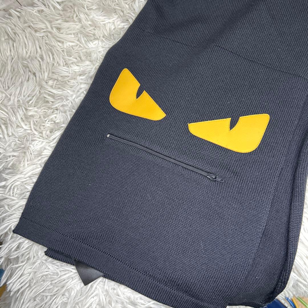 FENDI モンスター　バグズ　マフラー　ストール　ロゴ　ブラック