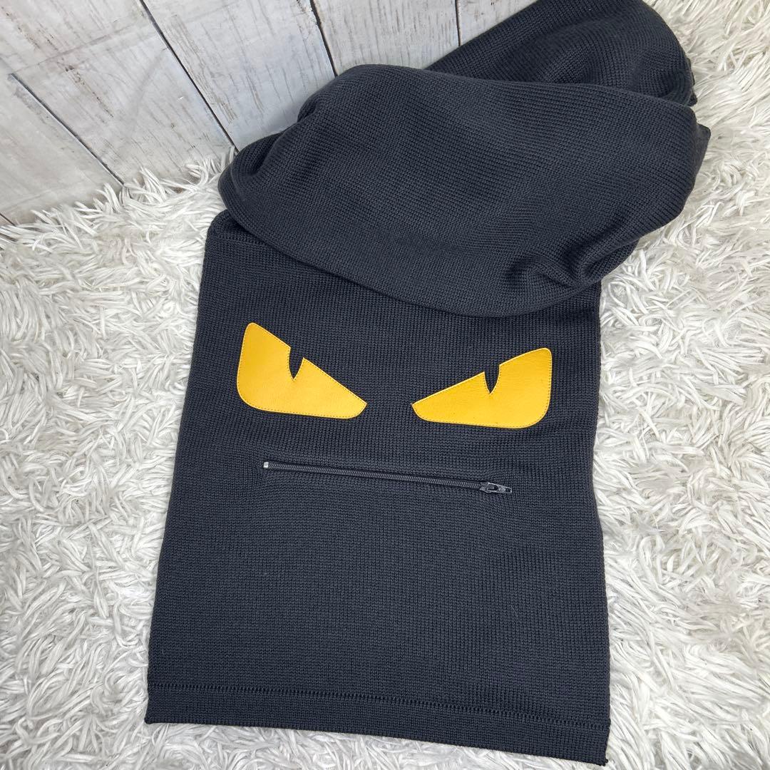 FENDI モンスター　バグズ　マフラー　ストール　ロゴ　ブラック