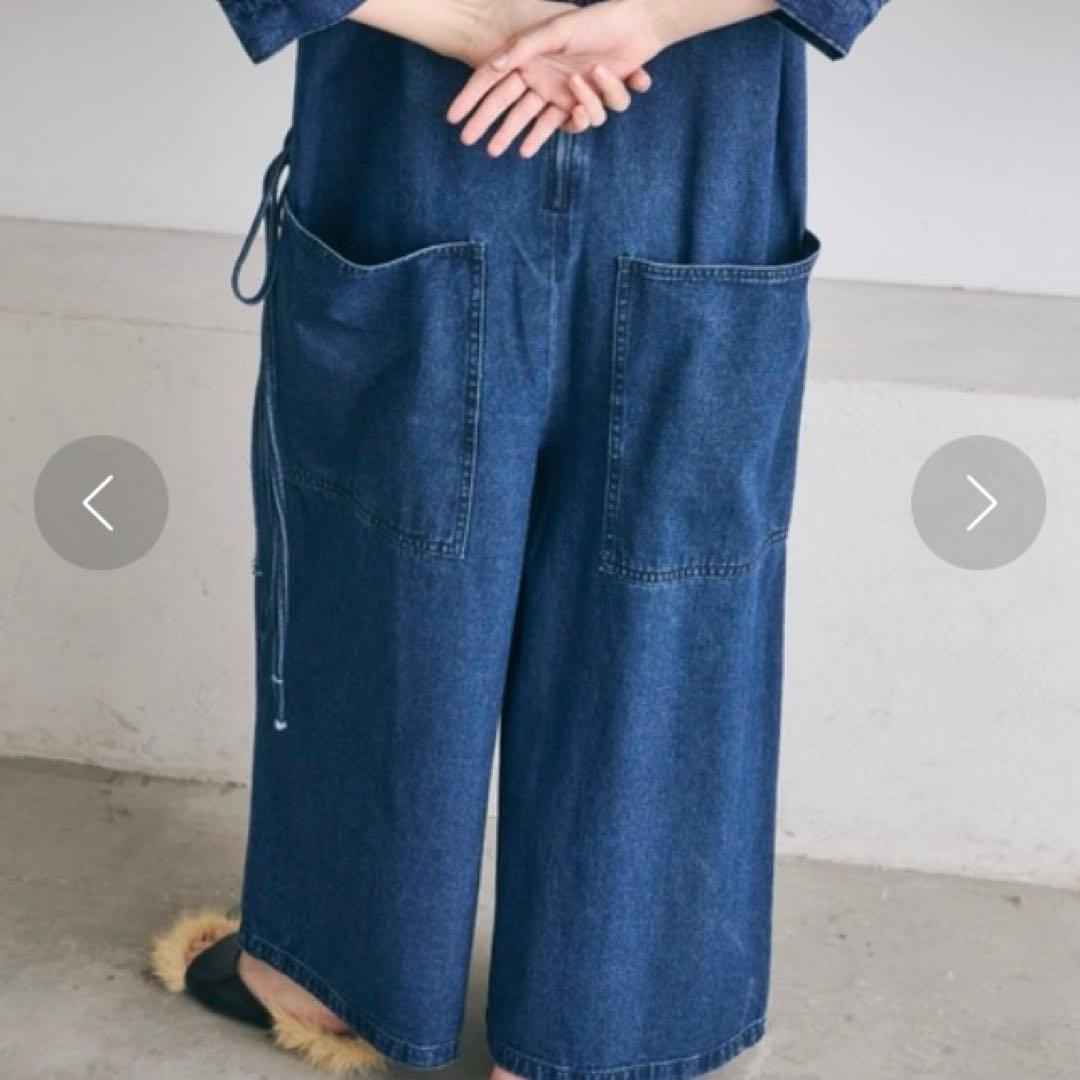 PERNAハーフスリーブデニムオールインワン