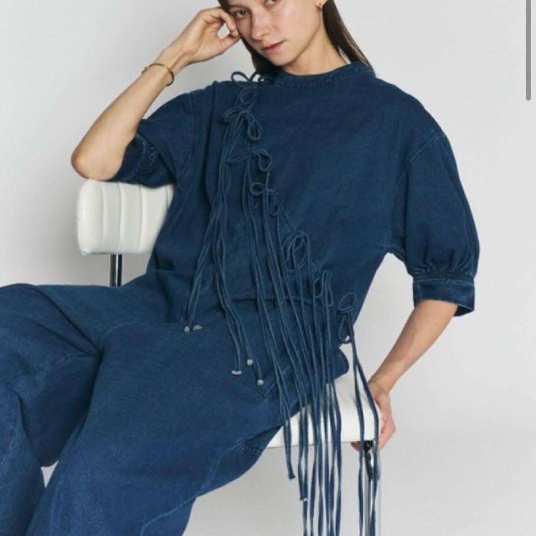 PERNAハーフスリーブデニムオールインワン