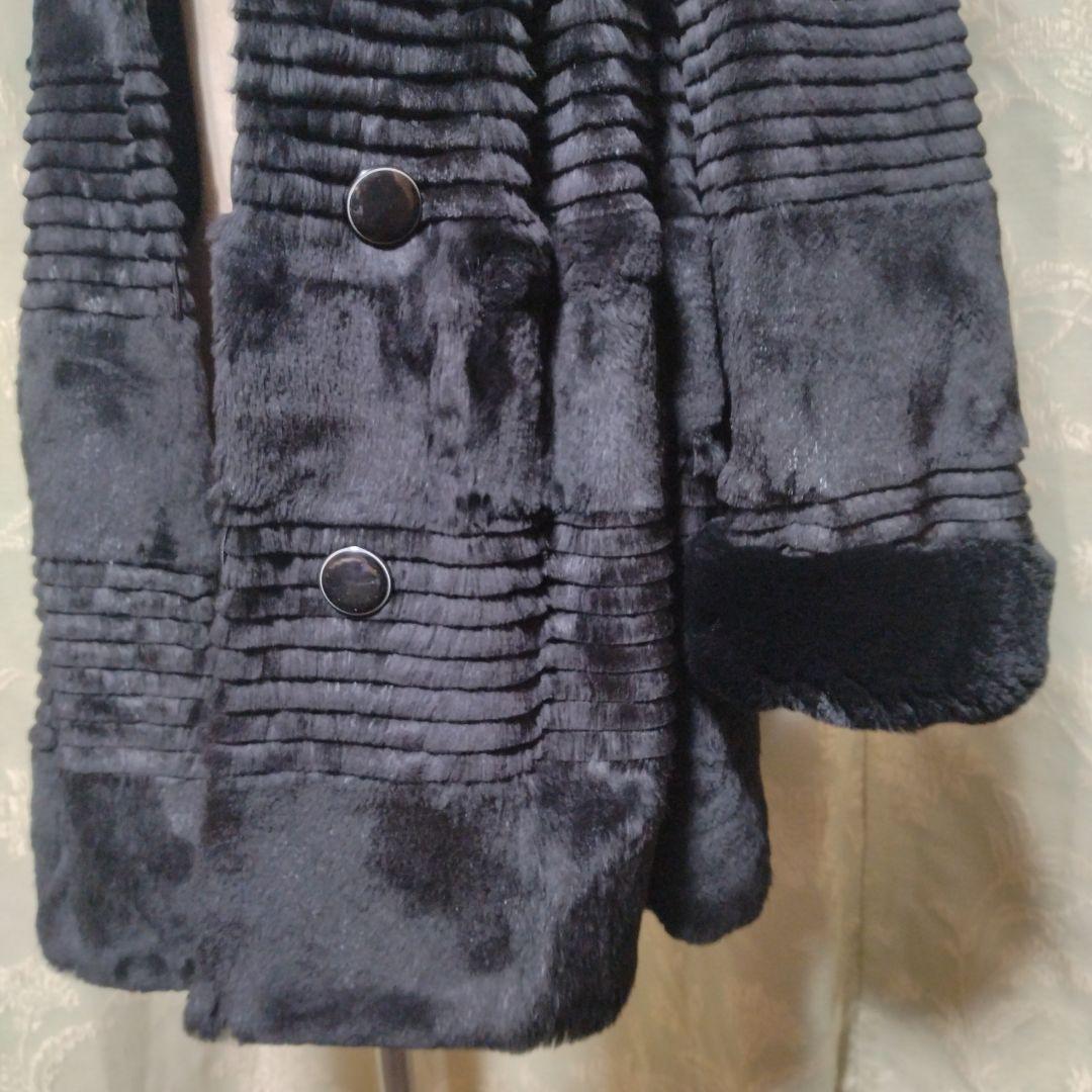 美品✩襟も袖口もふかふかです✩リバーシブル✩レッキス✩ファーコート✩ブラック✩