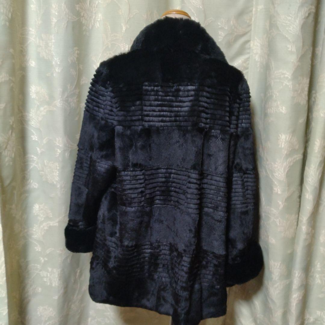 美品✩襟も袖口もふかふかです✩リバーシブル✩レッキス✩ファーコート✩ブラック✩