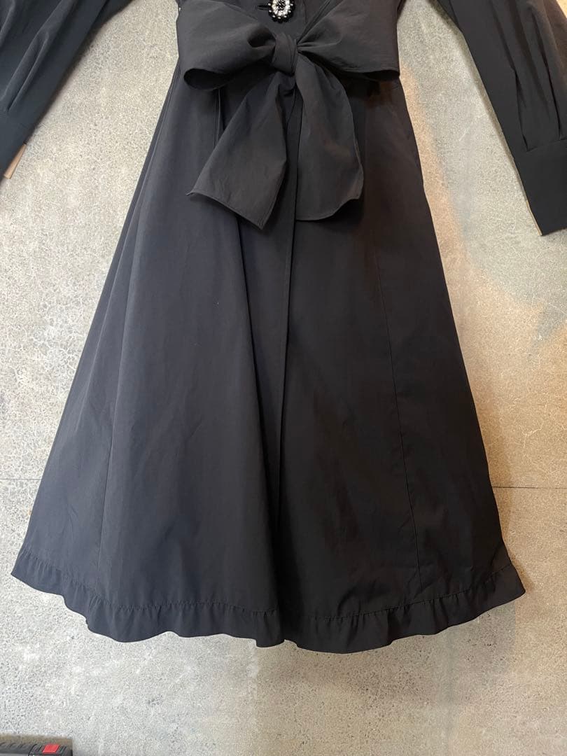 M'S GRACY ブラック リボン ロングコート 38