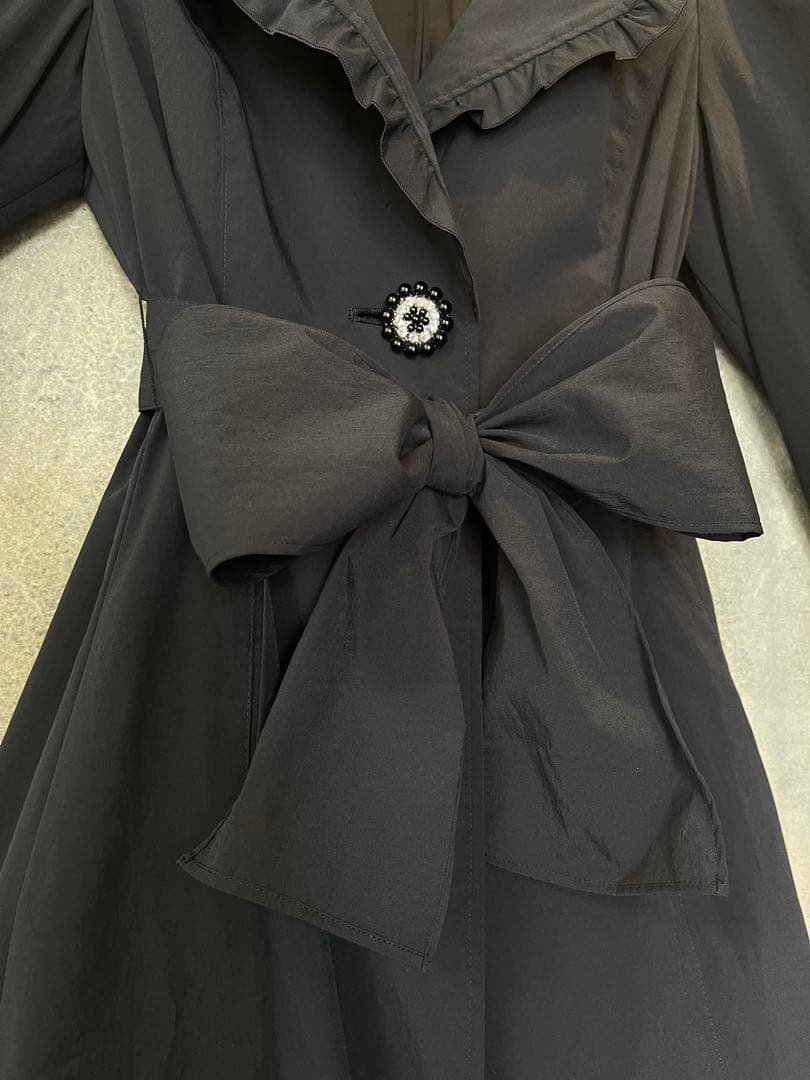 M'S GRACY ブラック リボン ロングコート 38